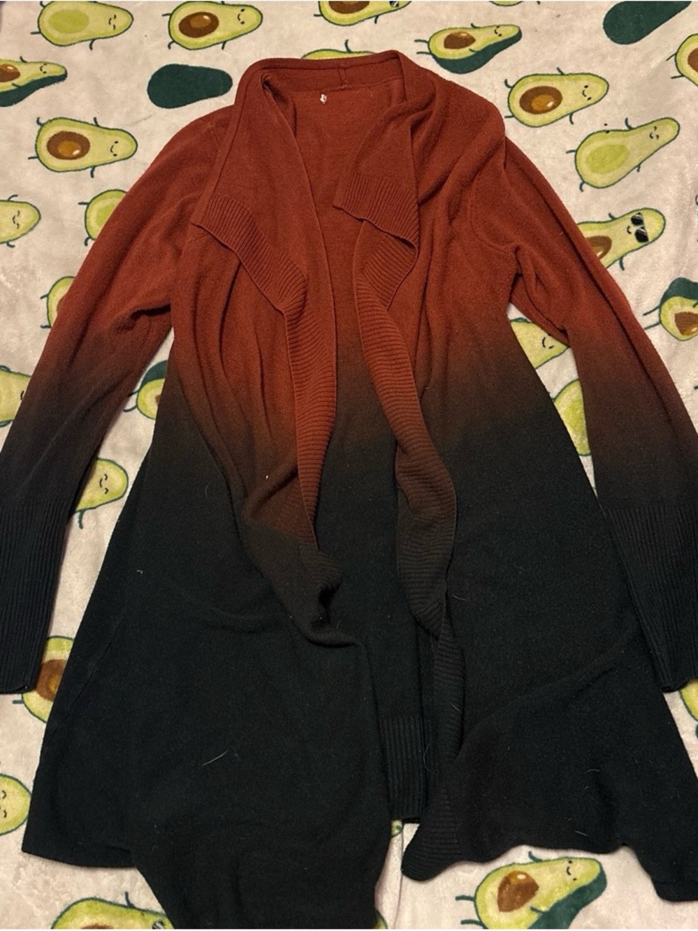 Red and black ombre cardigan